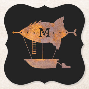 Steampunk Rusty Airship Custom Monogram Untersetzer