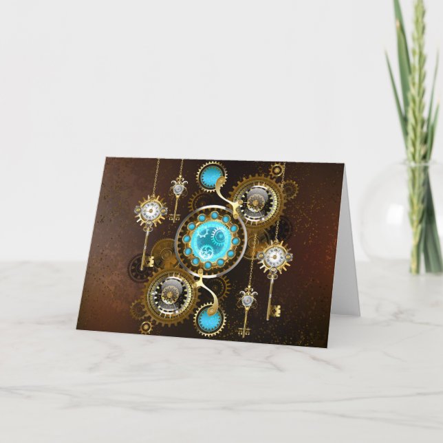 Steampunk Rusty Background with Turquoise Lenses (Vorderseite)