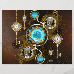 Steampunk Rusty Background with Turquoise Lenses Flyer