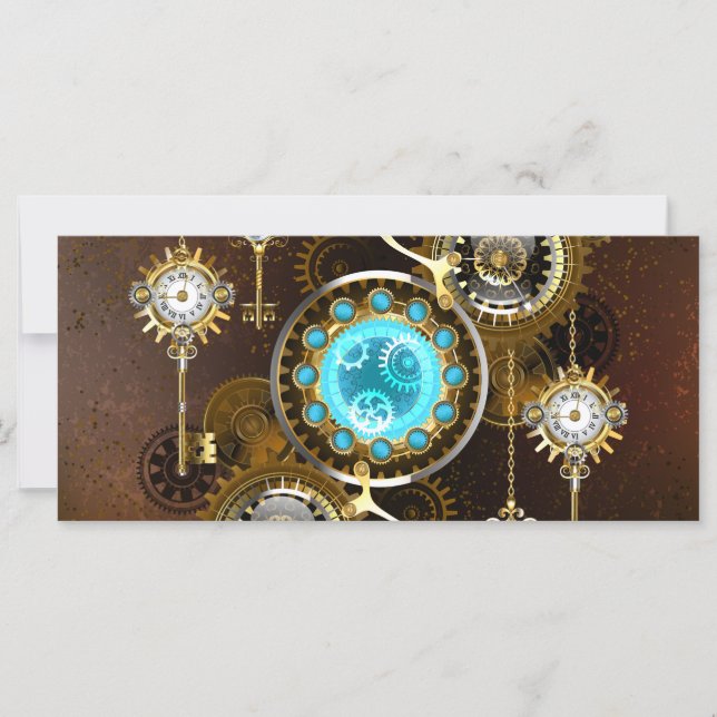Steampunk Rusty Background with Turquoise Lenses Karte (Vorderseite)