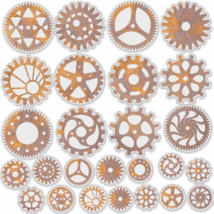 Steampunk Rusty Gear Assortiment Aufkleber