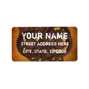 Steampunk Rusty Gears Adressaufkleber