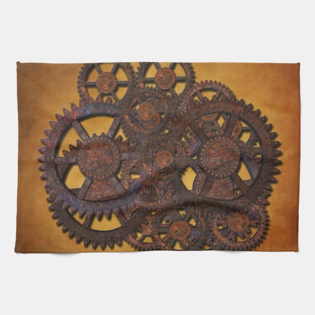 Steampunk Rusty Gears Küchentuch (Horizontal)