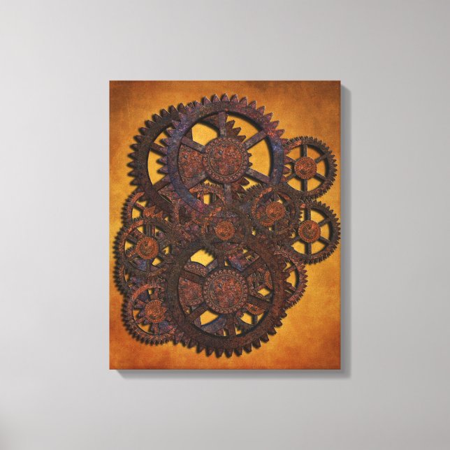 Steampunk Rusty Gears Leinwanddruck (Vorderseite)