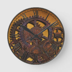 Steampunk Rusty Gears Runde Wanduhr