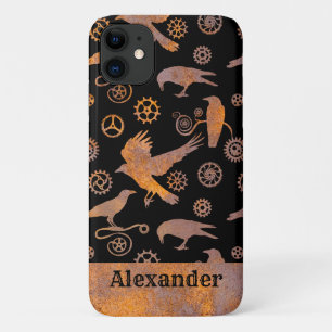 Steampunk-Rusty Gears und Crows-Individuelle Name Case-Mate iPhone Hülle