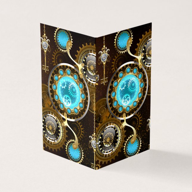 Steampunk Rusty Hintergrund mit türkisfarbenen Lin (Vorderseite)