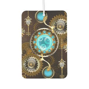 Steampunk Rusty Hintergrund mit türkisfarbenen Lin Autolufterfrischer