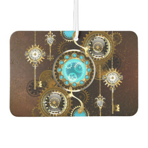 Steampunk Rusty Hintergrund mit türkisfarbenen Lin Autolufterfrischer