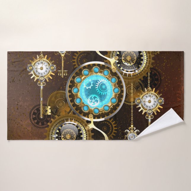 Steampunk Rusty Hintergrund mit türkisfarbenen Lin Badehandtuch (Badehandtuch)