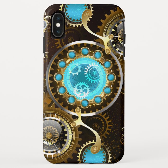 Steampunk Rusty Hintergrund mit türkisfarbenen Lin Case-Mate iPhone Hülle (Rückseite)