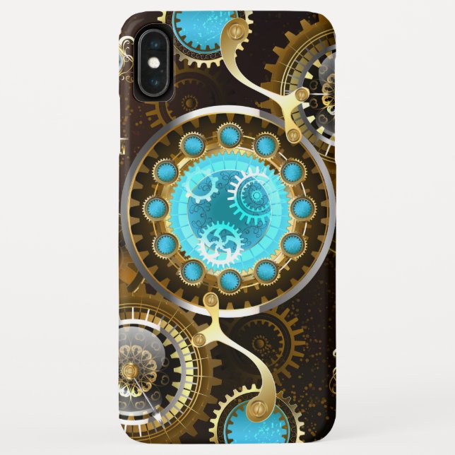 Steampunk Rusty Hintergrund mit türkisfarbenen Lin Case-Mate iPhone Hülle (Rückseite)
