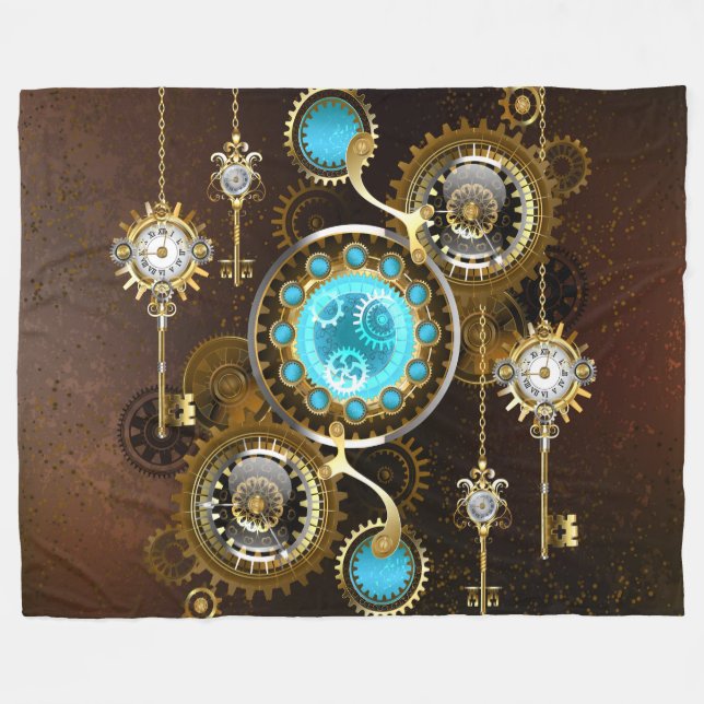 Steampunk Rusty Hintergrund mit türkisfarbenen Lin Fleecedecke (Vorderseite (Horizontal))