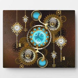 Steampunk Rusty Hintergrund mit türkisfarbenen Lin Fotoplatte