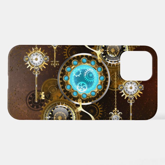 Steampunk Rusty Hintergrund mit türkisfarbenen Lin iPhone Hülle (Rückseite (Horizontal))