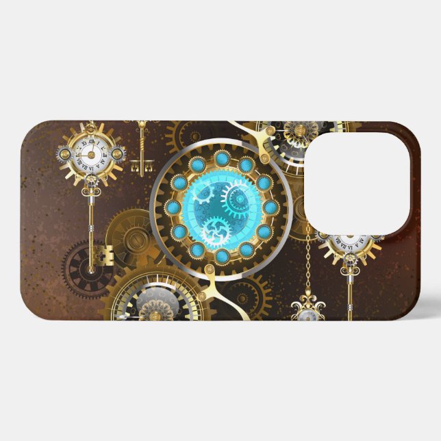 Steampunk Rusty Hintergrund mit türkisfarbenen Lin iPhone Hülle (Rückseite (Horizontal))