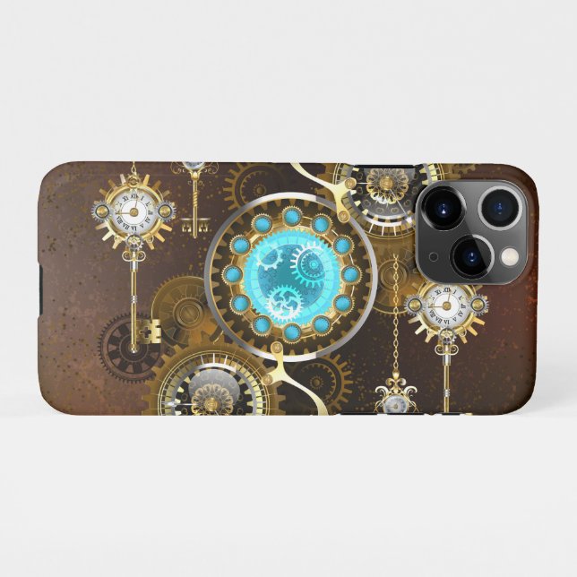 Steampunk Rusty Hintergrund mit türkisfarbenen Lin iPhone Hülle (Rückseite (Horizontal))