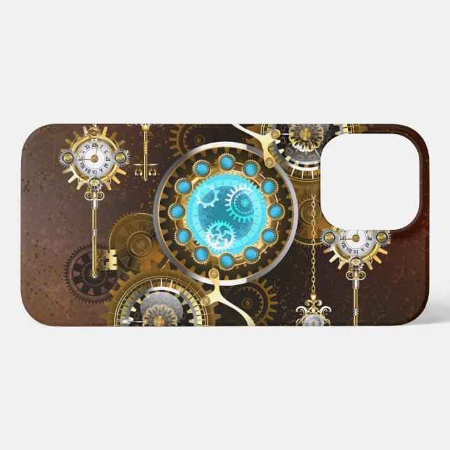 Steampunk Rusty Hintergrund mit türkisfarbenen Lin iPhone Hülle (Rückseite (Horizontal))