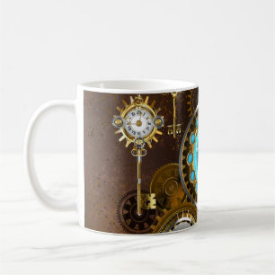 Steampunk Rusty Hintergrund mit türkisfarbenen Lin Kaffeetasse