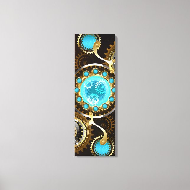 Steampunk Rusty Hintergrund mit türkisfarbenen Lin Leinwanddruck (Vorderseite)