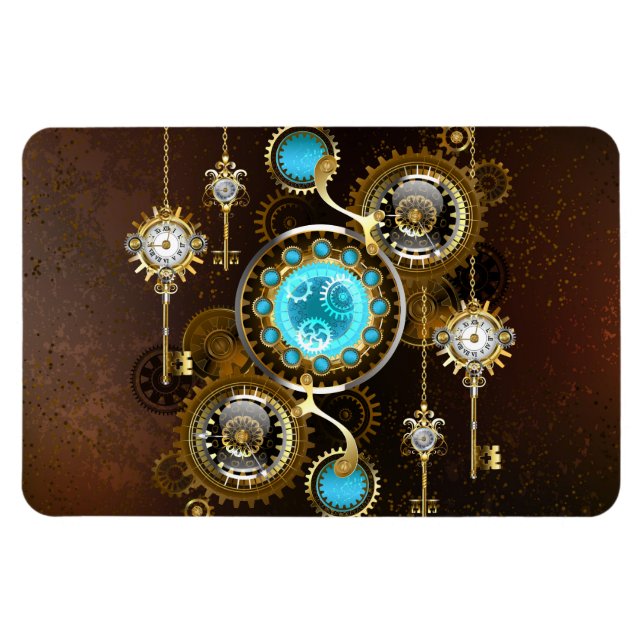 Steampunk Rusty Hintergrund mit türkisfarbenen Lin Magnet (Horizontal)