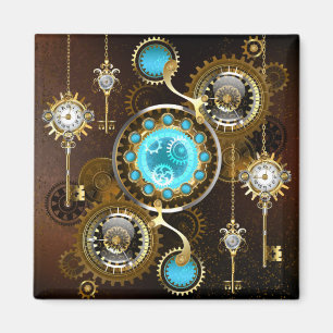 Steampunk Rusty Hintergrund mit türkisfarbenen Lin Magnet