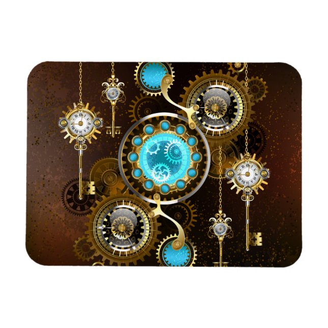 Steampunk Rusty Hintergrund mit türkisfarbenen Lin Magnet (Horizontal)