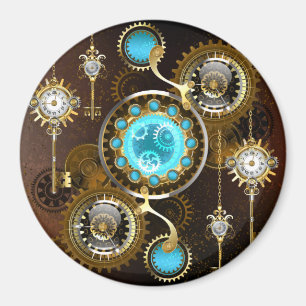 Steampunk Rusty Hintergrund mit türkisfarbenen Lin Magnet