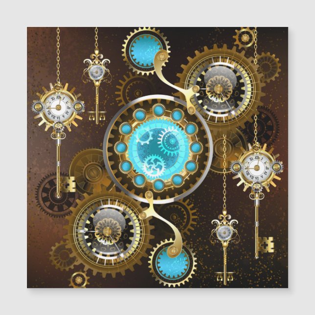 Steampunk Rusty Hintergrund mit türkisfarbenen Lin Magnetkarte (Vorderseite)