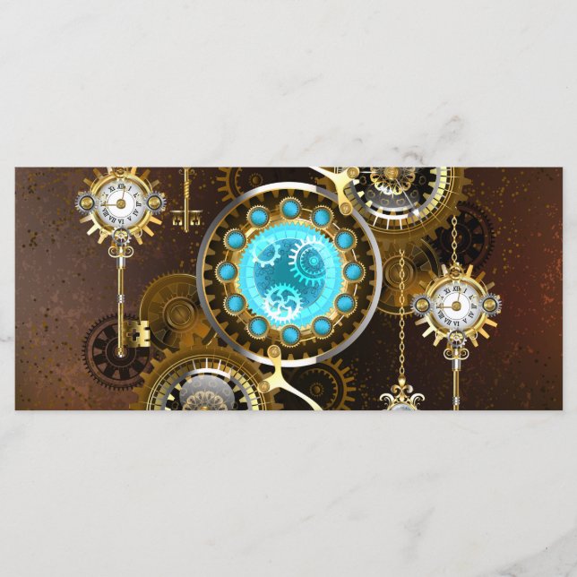 Steampunk Rusty Hintergrund mit türkisfarbenen Lin Menükarte (Vorderseite)