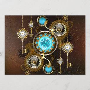 Steampunk Rusty Hintergrund mit türkisfarbenen Lin Menükarte