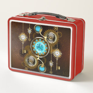Steampunk Rusty Hintergrund mit türkisfarbenen Lin Metall Brotdose