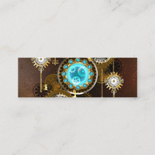 Steampunk Rusty Hintergrund mit türkisfarbenen Lin Mini Visitenkarte