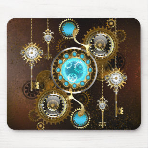 Steampunk Rusty Hintergrund mit türkisfarbenen Lin Mousepad