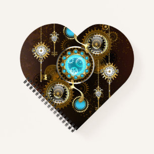 Steampunk Rusty Hintergrund mit türkisfarbenen Lin Notizbuch