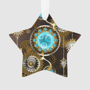 Steampunk Rusty Hintergrund mit türkisfarbenen Lin Ornament