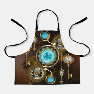 Steampunk Rusty Hintergrund mit türkisfarbenen Lin Schürze