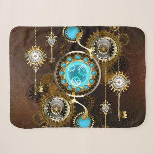 Steampunk Rusty Hintergrund mit türkisfarbenen Lin Sherpadecke
