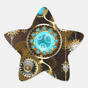 Steampunk Rusty Hintergrund mit türkisfarbenen Lin Stern-Aufkleber