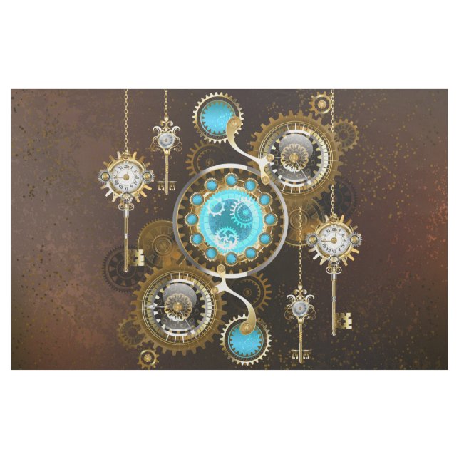 Steampunk Rusty Hintergrund mit türkisfarbenen Lin Stoff (Yard (91,4 cm))