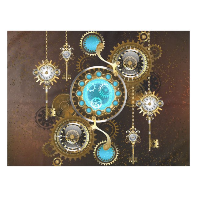Steampunk Rusty Hintergrund mit türkisfarbenen Lin Tischdecke (Vorderseite (Horizontal))