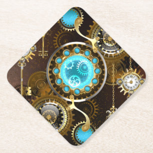 Steampunk Rusty Hintergrund mit türkisfarbenen Lin Untersetzer
