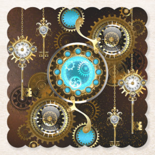 Steampunk Rusty Hintergrund mit türkisfarbenen Lin Untersetzer