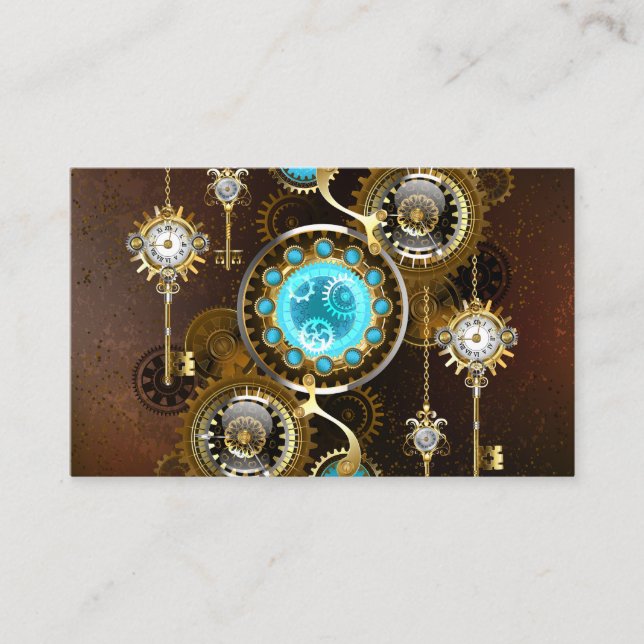 Steampunk Rusty Hintergrund mit türkisfarbenen Lin Visitenkarte (Vorderseite)