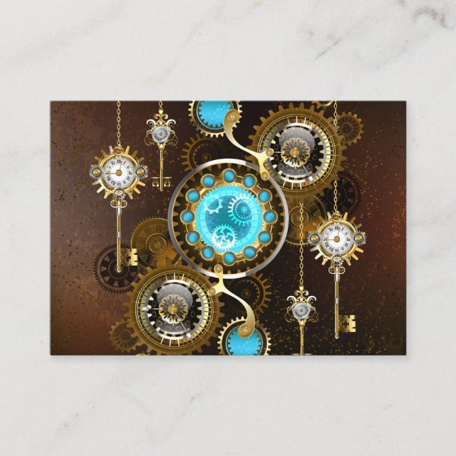Steampunk Rusty Hintergrund mit türkisfarbenen Lin Visitenkarte (Vorderseite)