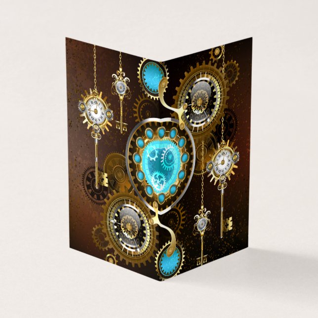 Steampunk Rusty Hintergrund mit türkisfarbenen Lin Visitenkarten (Vorderseite)