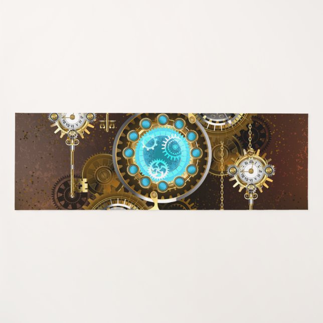 Steampunk Rusty Hintergrund mit türkisfarbenen Lin Yogamatte (Vorderseite (Horizontal))