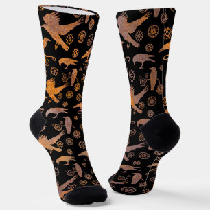 Steampunk Rusty Steel Crows and Gears Socks Socken