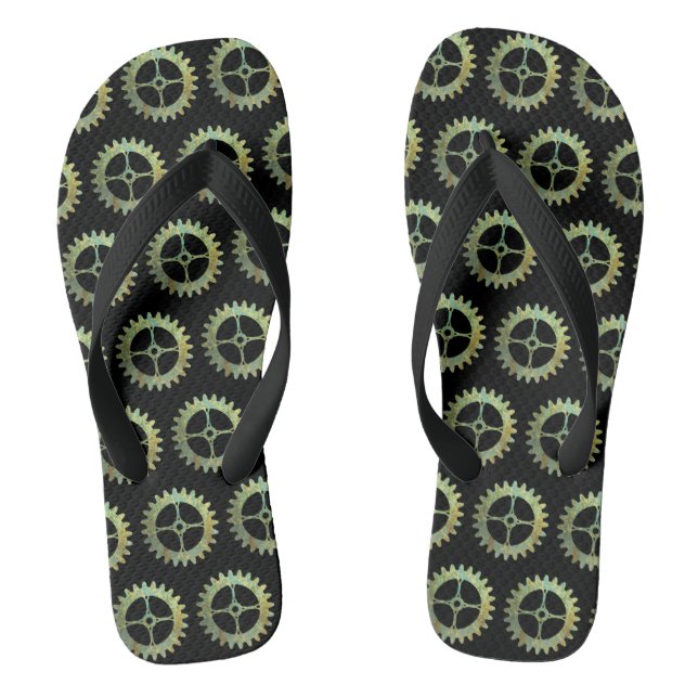 Steampunk Rusty Uhrwerk Gears Flip Flops (Fußbett)