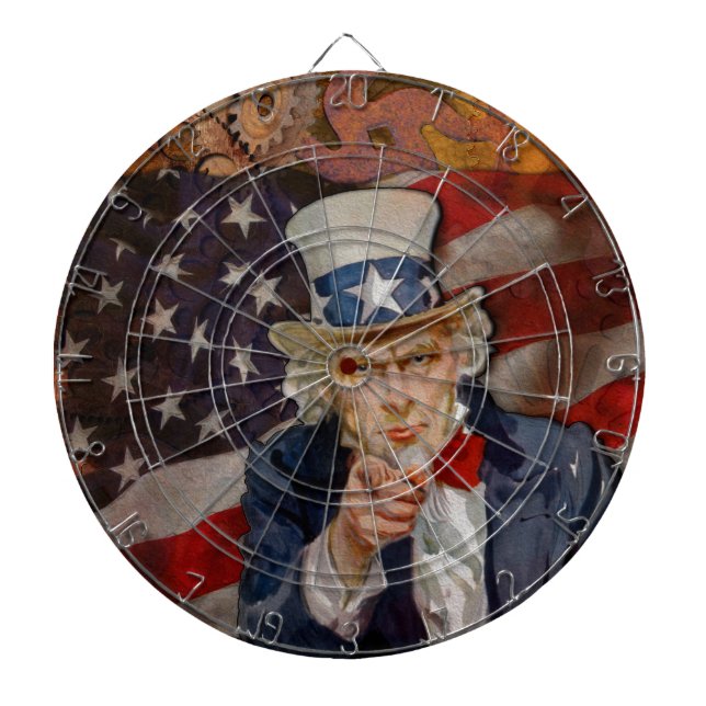 Steampunk Sam Patriotic US Flag Design Dartscheibe (vorne)